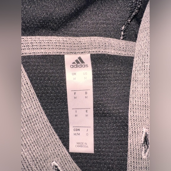 Adidas Cross Up 365 Short Sleeves Gray Hooded Sweatshirt Streetwear Y2K Sz M - Picture 6 of 7